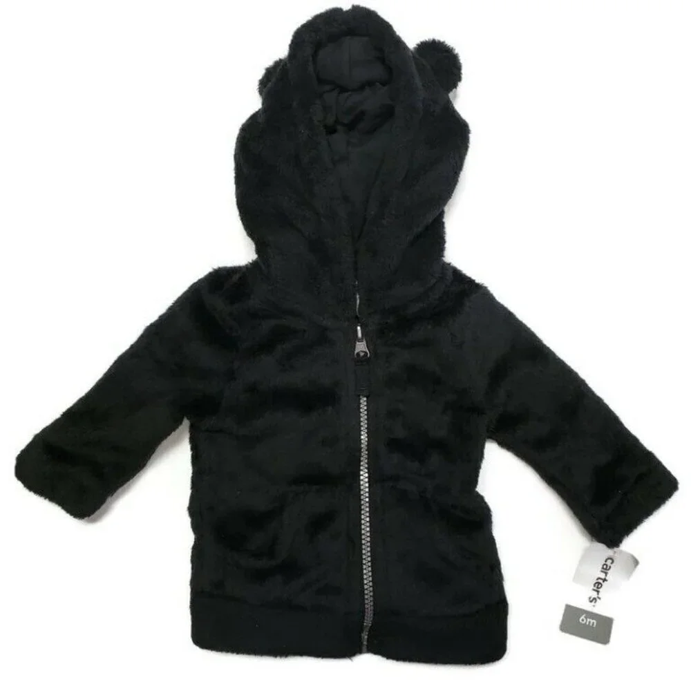 Carters Baby Unisex Hooded Sherpa Sweater Jacket Full Zip Soft Size 6 Months